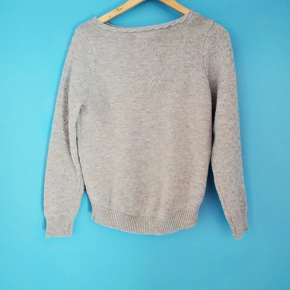 Croft & Barrow Size Medium Gray Knit Sweater - Picture 3 of 6